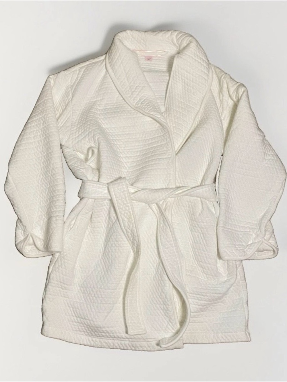 Victoria's Secret Ivory White Cotton Quilted Soft Robe Women's Size M/L